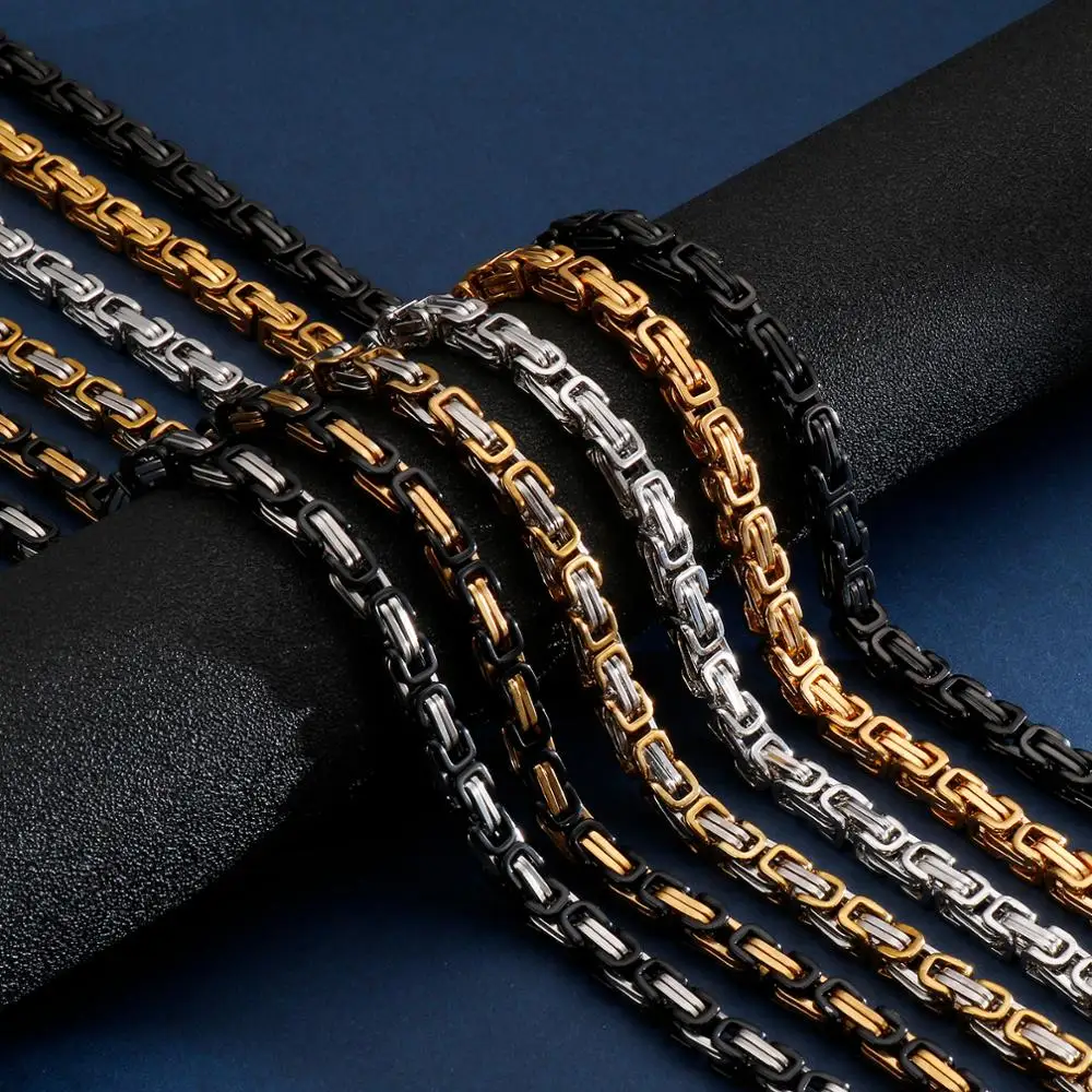 8mm Width Royal Box Chain Necklace 