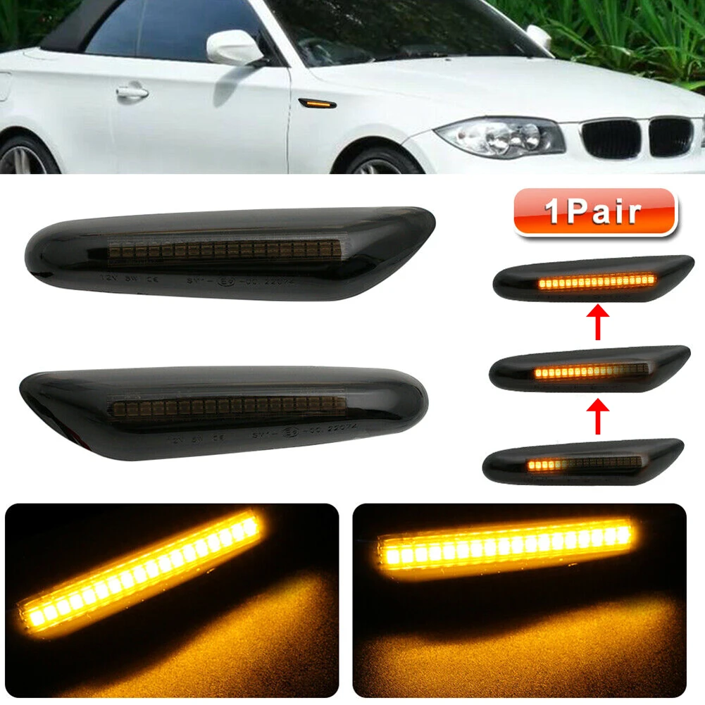 2pcs Smoke Lens Dynamic Flowing Led Turn Signal Side Marker Light