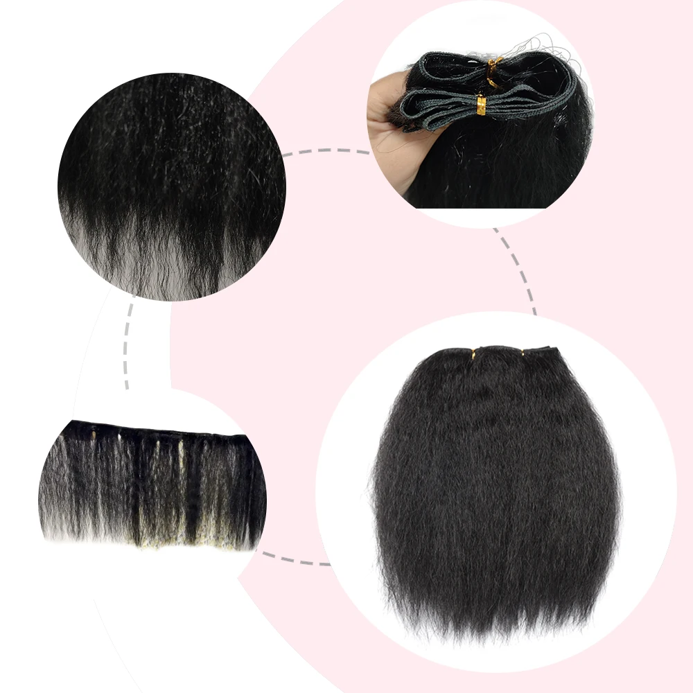 Synthetic Hair Weave Kinky Straight Hair Bundles 1 Piece For African Women