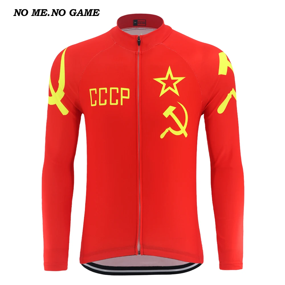 

2019 CCCP Retro Cycling Jersey Long sleeves top Men's Red Winter Fleece MTB Bicycle clothes & Autumn Thin bike wear clothing