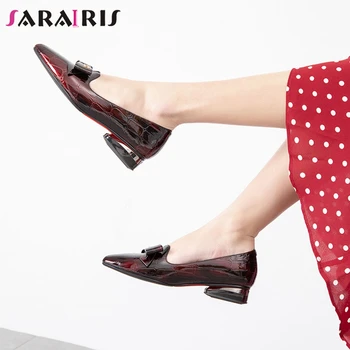 

SARAIRIS Office Cool Low Heels Pumps 2020 Pointed Toe butterfly-knot Pumps Women New Fashion Retro mixed-color Shoes Woman