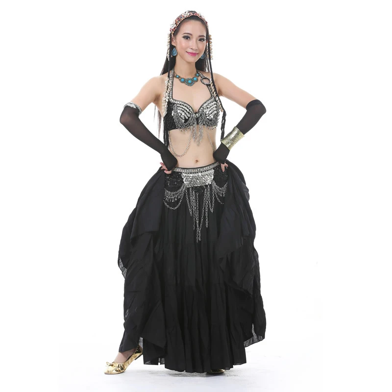 Bubble Long Skirt One-side Slit Swing Skirt Belly Dance Costumes Audlt Dancewear 