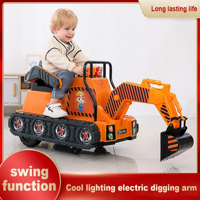 Children'S Electric Excavator Construction Vehicle Boy Girl 1-6years Toy Car With Music Light Bluetooth Remote Control Excavator 3