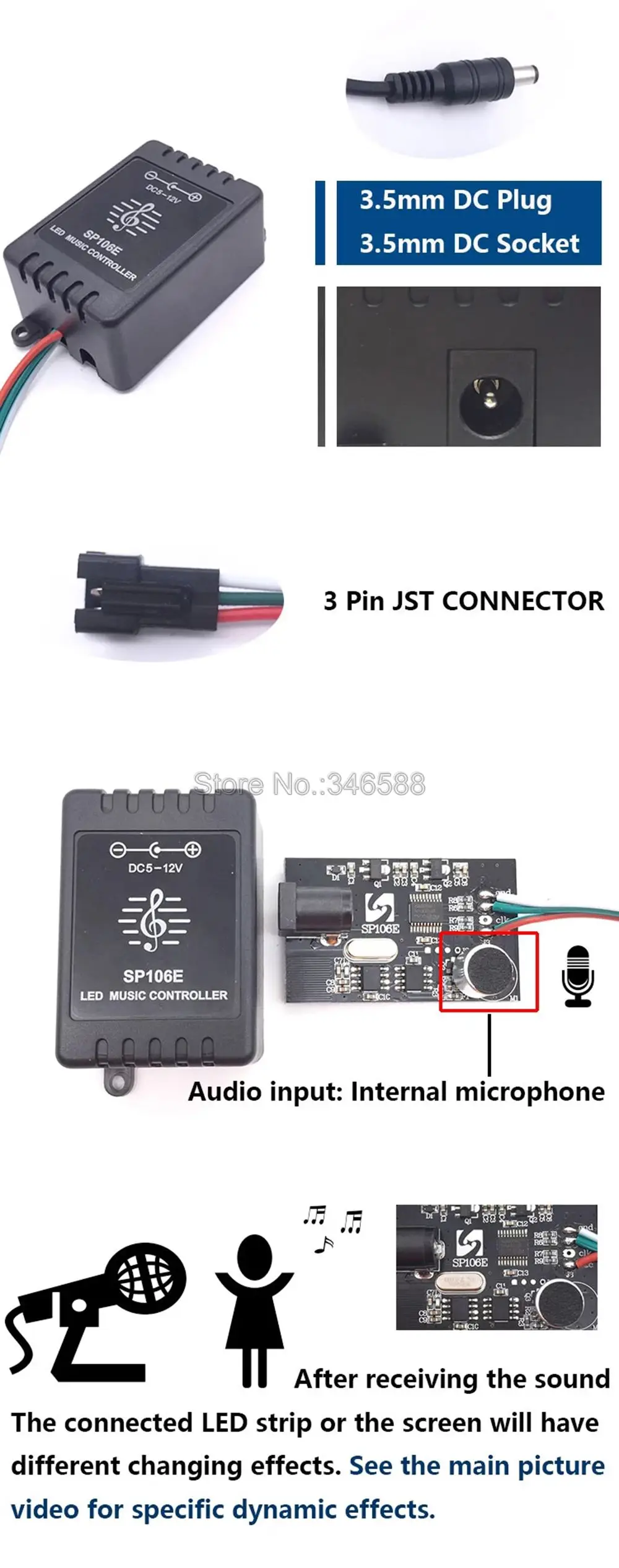 SP106E RF 9key светодиодный музыкальный контроллер DC5V-12V Цифровые Красочные Музыкальный контроллер SPI 600 Пиксели для WS2811 WS2812 пиксельный светодиодный полоски