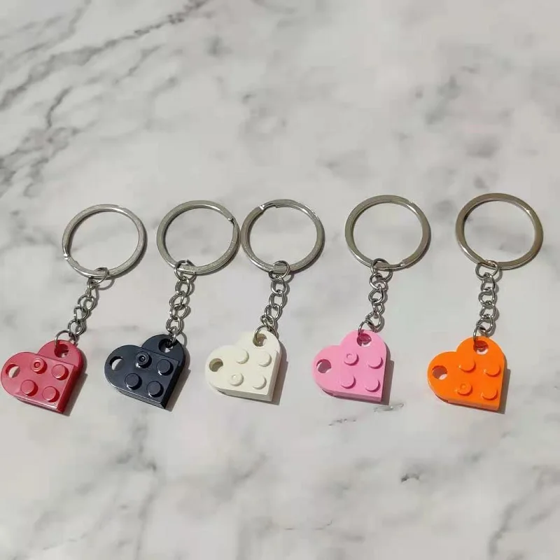 Brick Keychain For Couples friendship brick heart keychains set 4PCS Matching Keychain For Couples Keyrings with brick heart Best Friends Gift for Kids//Children