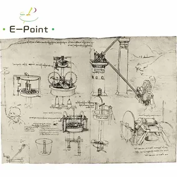 

E-Point Da Vinci Manuscripts Oil Painting Print on Cotton Canvas Painting Abstract Christmas Decorations for Home YG895