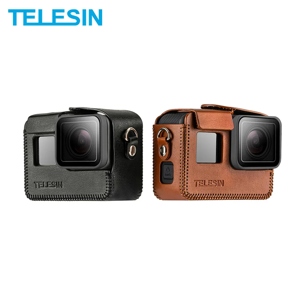 Чехол из ПУ кожи TELESIN для GoPro Hero 8 черная рамка 5 6 7 мини защита черный коричневый с