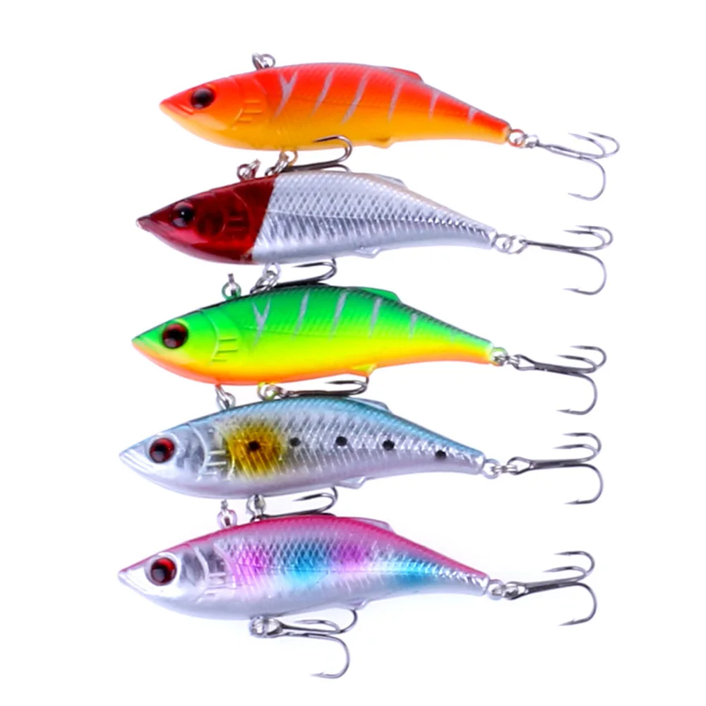 

5Pcs Rattlin Vib Fishing Lure Hard Bait 7.5cm 10g Artificial Lures 6# Hooks Vibration