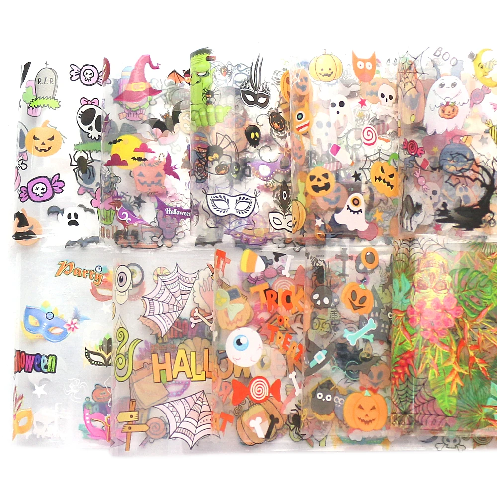 10 шт Фольга для ногтей наклейки-лак смешанный дизайн Печать Цветок Передача Фольга для ногтей Переводные Слайдеры для украшения ногтей маникюр