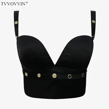 

loose Women Balck Button Split Joint Slime Camis V-collar Sleeveless Personality Fashion Tide Spring Autumn 2020 OLBZ