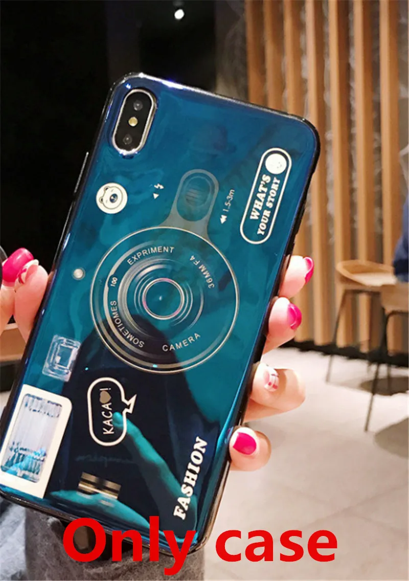 Для Xiaomi 5X6X8 9 Redmi 4X5 6 6A Plus Note 5 5A 6 7 PRO 3D камера стиль Мягкий ТПУ чехол с ремешком и кронштейном - Цвет: Only case