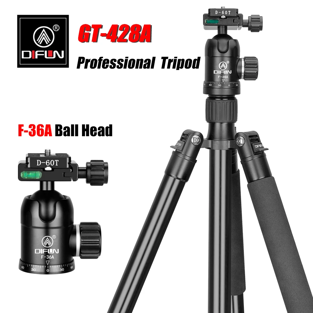 

DIFUN GT-428A Photography Tripod for Phone Professional Stable Birdwatching Camera Stand+ F-36A Ball head
