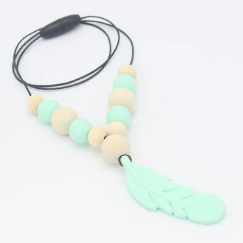 

Silicone Feather Beads Teething Necklace Baby Teether Chew Toy Jewelry