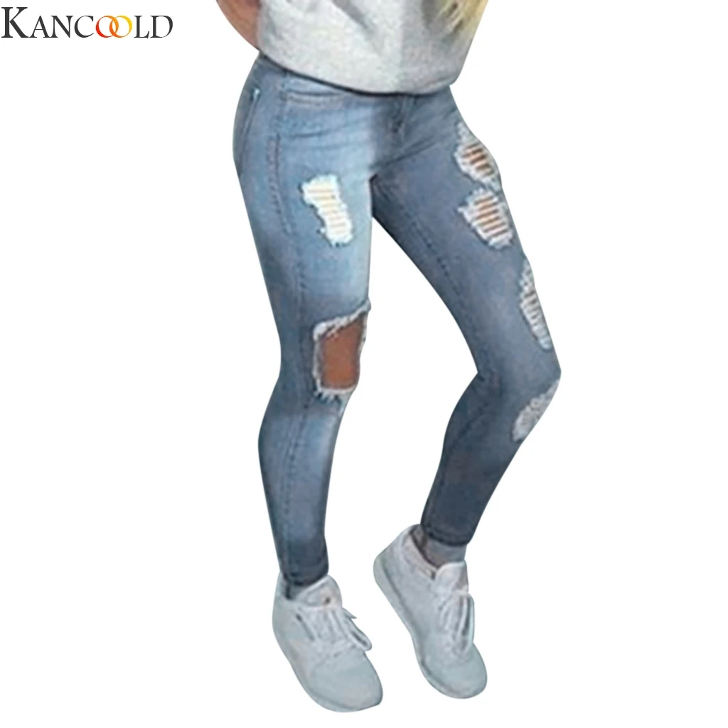 KANCOOLD Fashion Women Hole Skinny Pencil Denim Jeans Stretch Slim Fitness Wear Comfortable Resistant Pants Trousers New Fashion