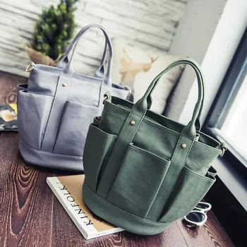 

Canvas Bucket Female Storage Bag New Foreign Trade Retro Shoulder Bag Storage Bag Fashion Cross-country Slung Storage Bag