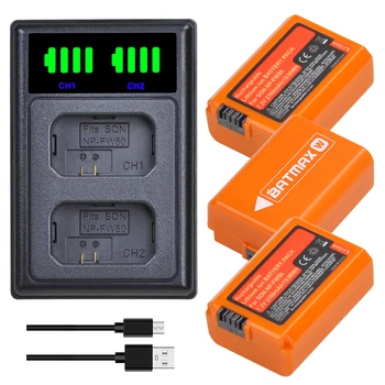 

Batmax NP-FW50 NPFW50 Orange Battery+LED Dual Charger with Type C for Sony Alpha a6500 a6400 a6300 a7 7R a7R a7R II a7II NEX-3