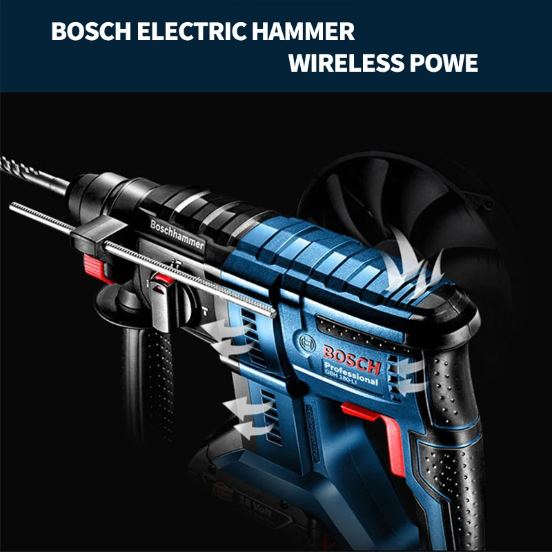 Bosch GBH180-LI Ударная дрель четыре ямы литий Перезаряжаемые электрическая многофункциональная Бытовая 18V Ellectric бурильного молотка