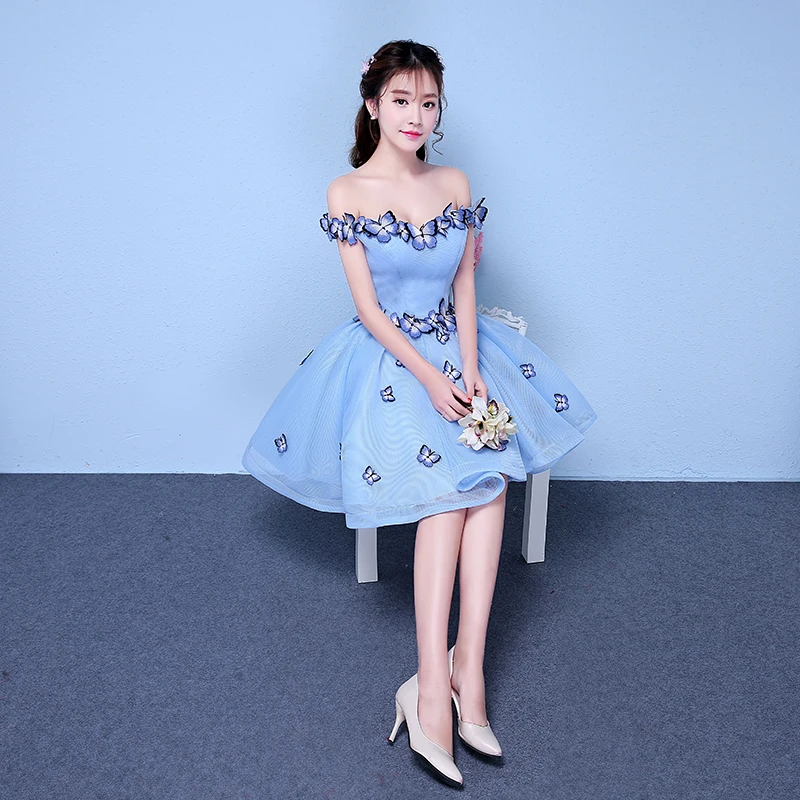 Халат de soiree светло-голубые сексуальные с открытыми плечами бабочки плиссированные Бальные вечерние платья vestido de festa вечерние платья для выпускного вечера