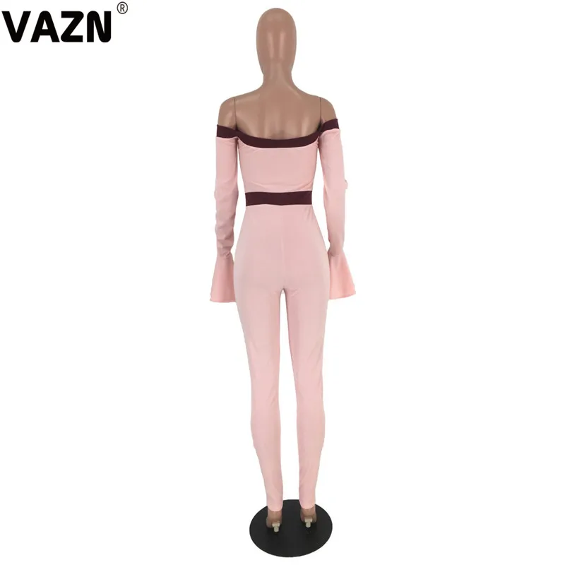 VAZN SM9054 сплошной Tide High-end сексуальный мягкий для зрелых Мода Slash шеи полный рукав Высокая талия женские длинные брючные комбинезоны