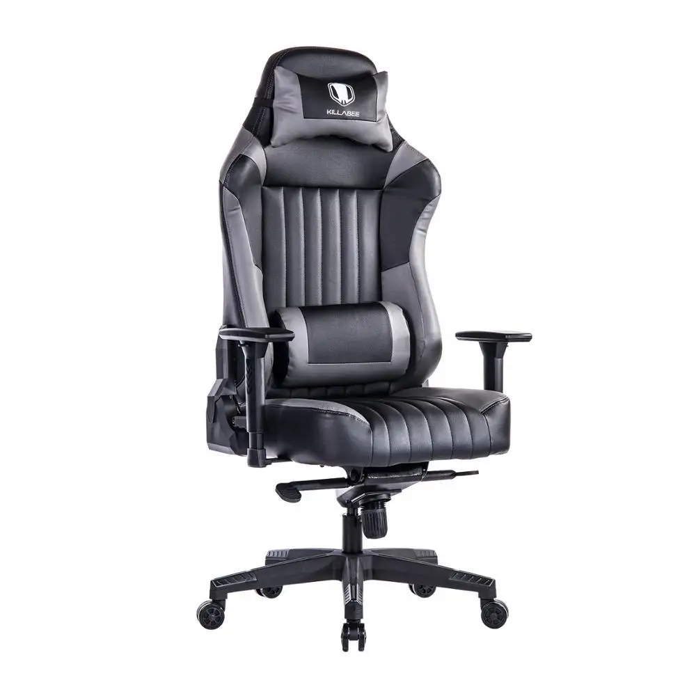 Заводская цена Killabee серый игровой стул с высокой спинкой гоночный компьютерный офисный стул со съемным подголовником