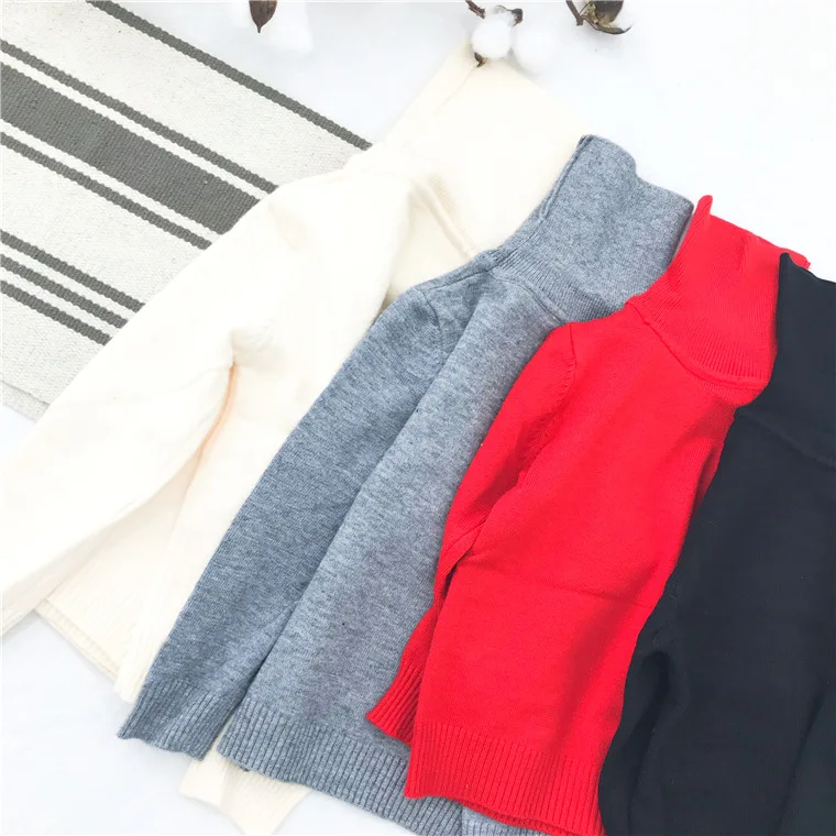 20181 Autumn And Winter New Style Childrenswear Children High Collar Knitted Sweater Base Shirt Girls Slim Fit Knitted Pullover