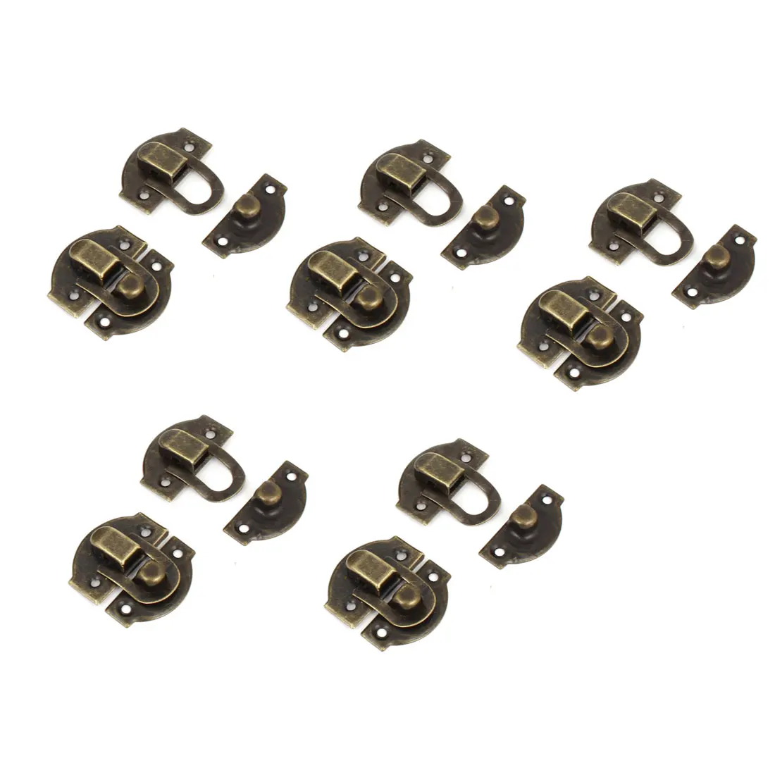 

uxcell 10 Pcs Antique Wood Jewelry Box Latch Sets Case Hasp Pad Chest Lock Hook Hinge Bronze Tone 27mm Long w Screws