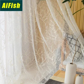 

Geometric Modern Bird's Nest Living Room Window Screen Curtains For Bedroom Kitchen Embroidery Tulle Custom Bay Window M156-3