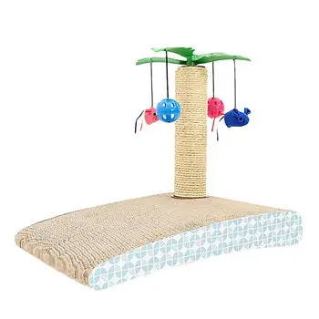 

1pc Creative Cat Scratching Board Coconut Island Shape Scratching Post Hanging Bell Ball Cat Toy