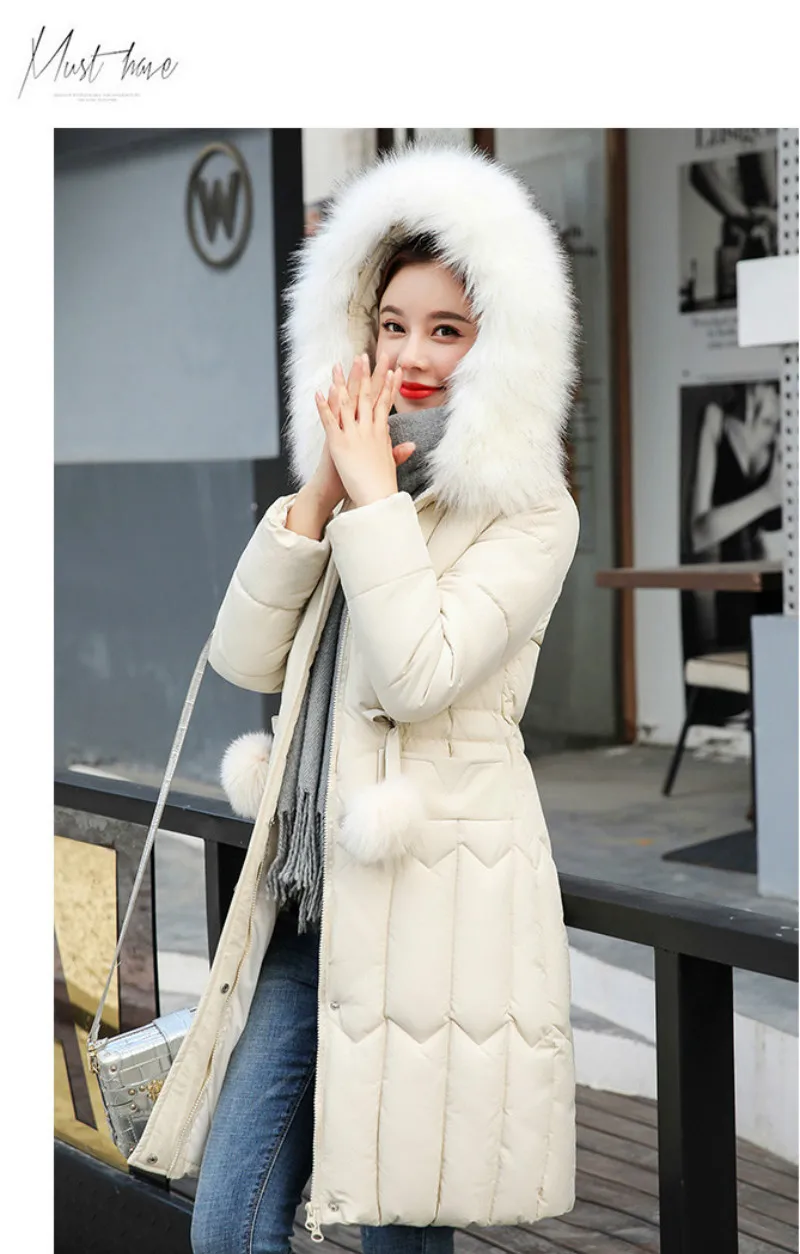 Plus size winter coat women padded cotton hooded women long jacket outwear slim white warm vintage female parka new 2019 DR1195 (18)
