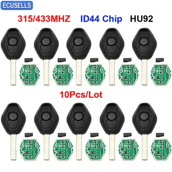 

10 Pcs/Lot 3 Button Remote Car Key 315MHZ/433MHZ ID44 Chip for BMW EWS 3 5 7 Series E38 E39 E46 M5 X3 X5 E65 HU92 Uncut Blade