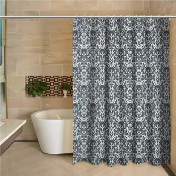 

Skull 3D Printed Shower Curtain Baroque Skulls in Floral Ornament Pattern Scary Artistic Victorian Print Hotel Quality Machine