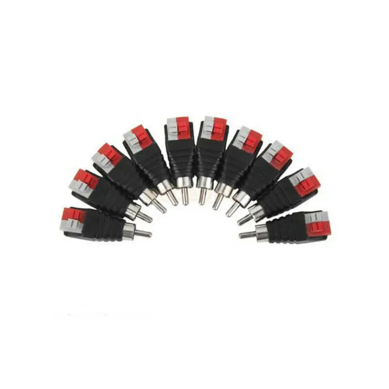 

10pcs 200W RCA Male Adapter Connector Speaker Wires Cable Audio Jack Plug Set