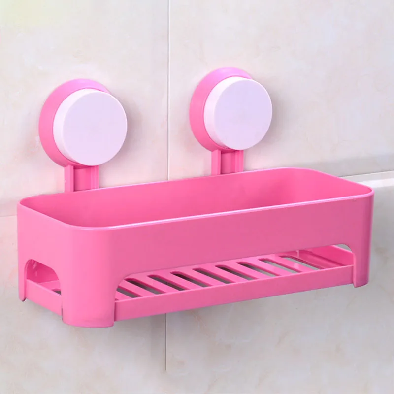 Pink Rectangle Съемная душевая корзина для душа Caddy на присоске без сверления мощный сверхмощный Caddy на присоске водонепроницаемый Caddy Органайзер - Цвет: Pink Rectangle