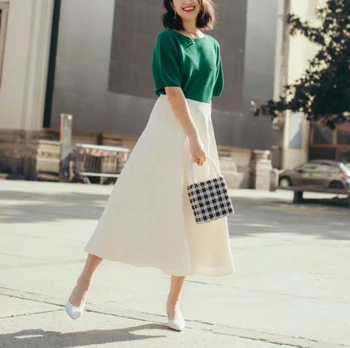 

Simple fashion solid color women skirt Super comfortable and soft Temperament Lady midi skirt 2020 new