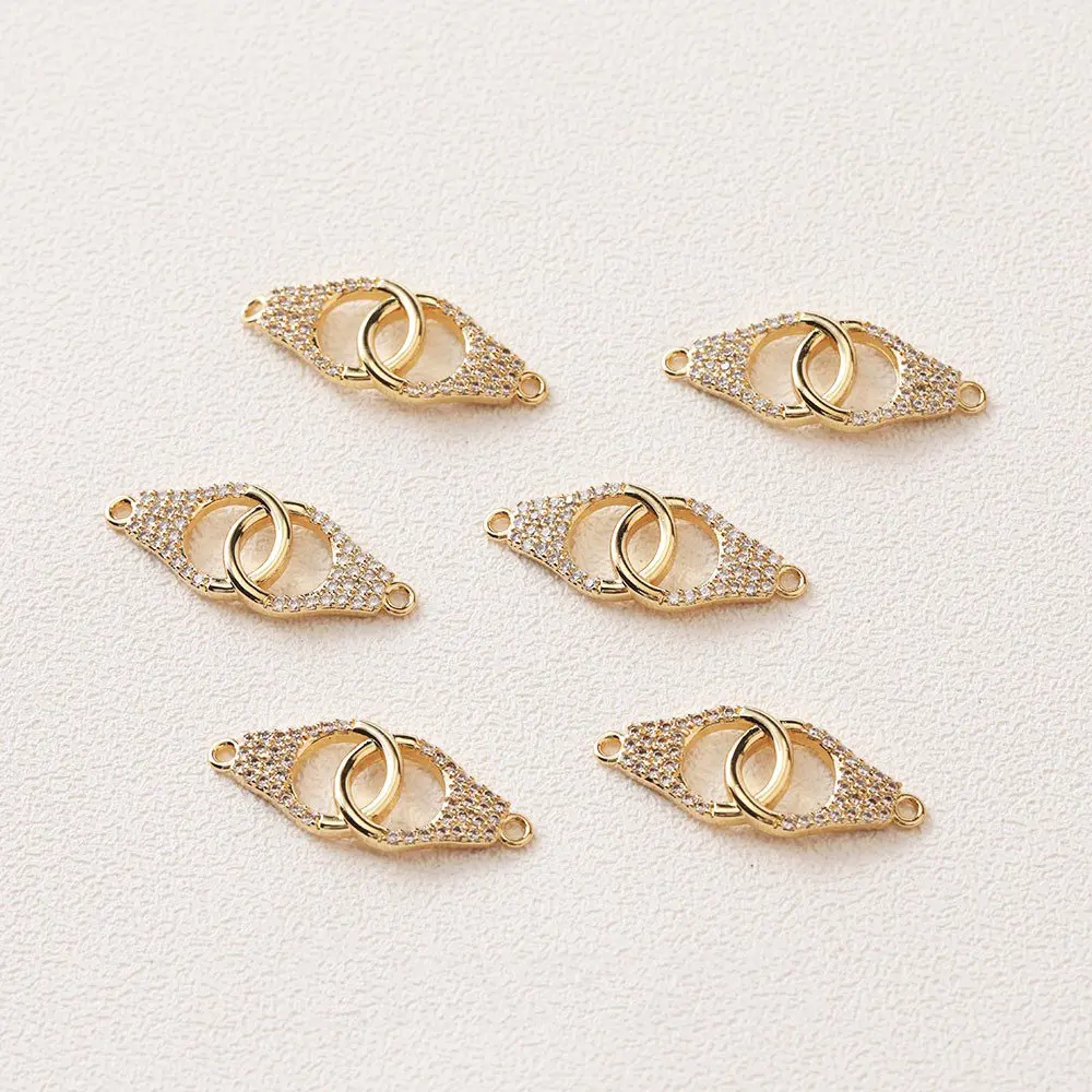 주얼리 제작용 금도금 팔찌 연결 버클 링크 목걸이, 지르콘 상감, DIY 수제 액세서리, 14k, 2 개