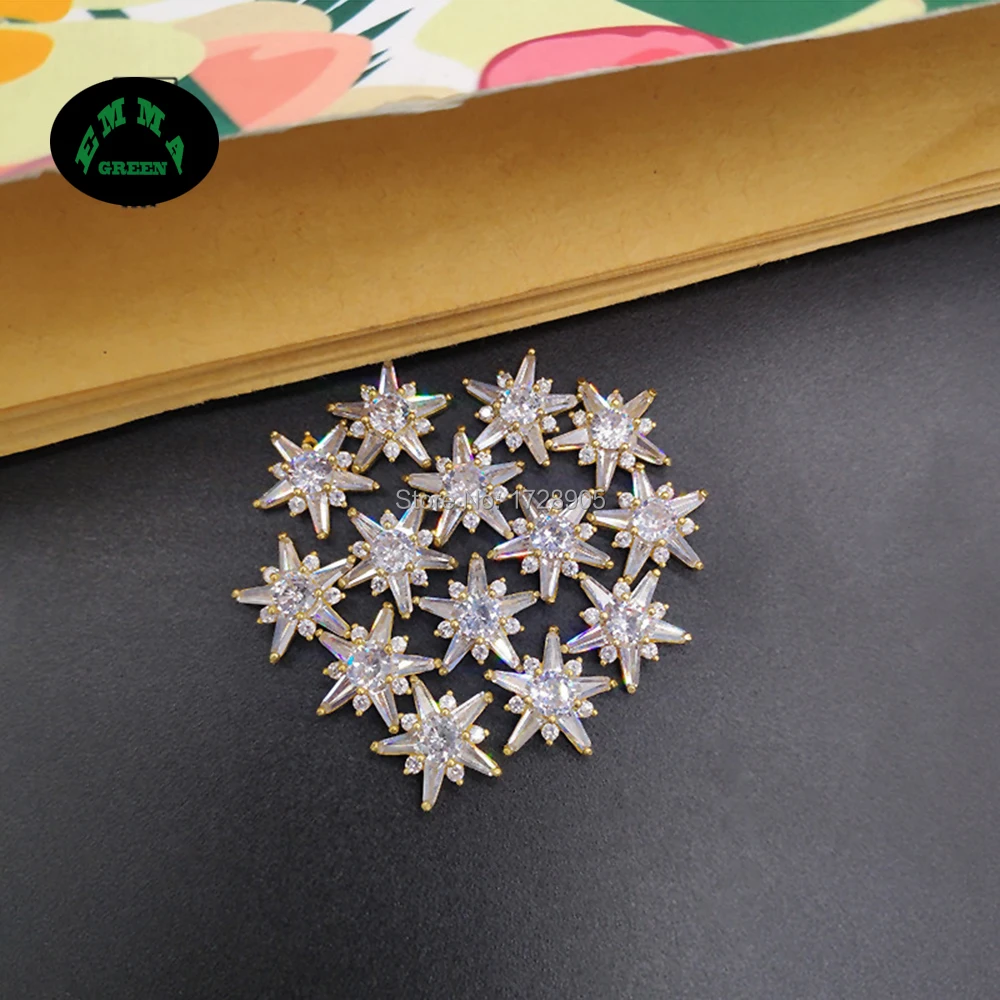 Star Zircon Charms Pendants Snowflake Copper Earrings making Dangle Flower Charm Jewelry Findings Accessories 11.3 mm 10 pcs Star Zircon Charms Pendants Snowflake Copper Earrings making Dangle Flower Charm Jewelry Findings Accessories 11.3 mm 10 pcs