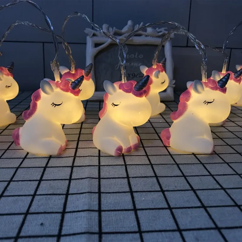 

New LED Cartoon Unicorn lamp Silicone Animal String Fairy Light Battery For Christmas Baby Children Room Decoration indoor
