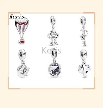 

2019 100% 925 silver sterling globe dangle charm helix plane summer binoculars pendant red heart balloon hot air charm