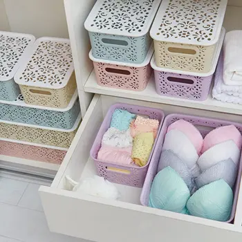 

Kitchen Organizer Clothes Toys Storage Container Creative Plastic Desktop Hollow Storage Basket Underwear Storage Box