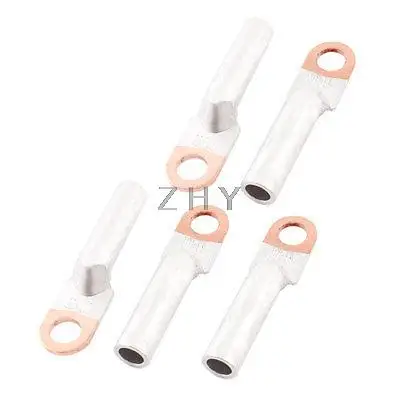 

5 Pcs DTL-35 Cable Copper Lug Terminal Connector Silver Tone for 3/8" Dia Bolt
