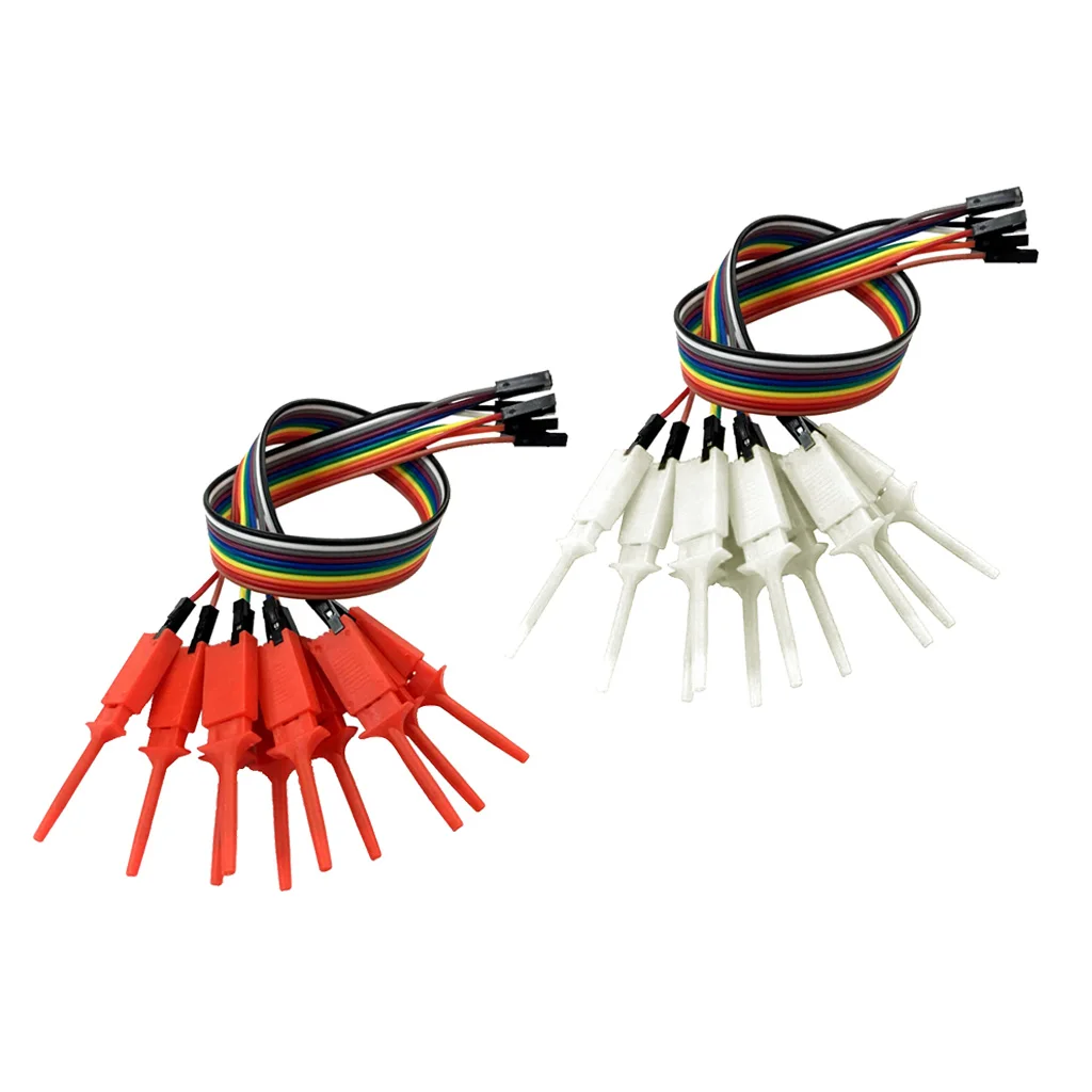 Logic Analyzer Cable Probe Test Hook Clip Line 10 Channels Red,White (20pcs)