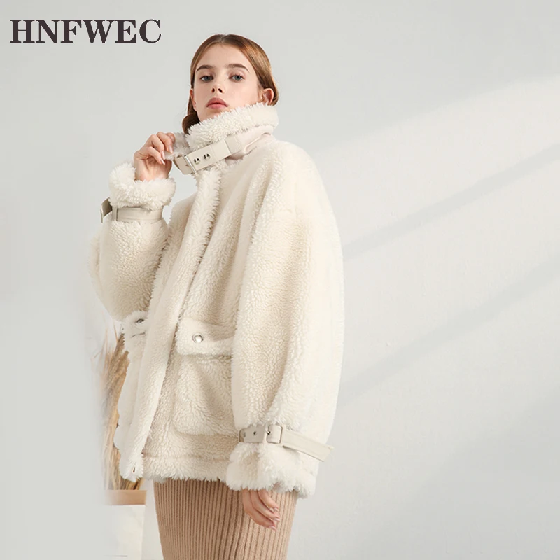 

2019 New Winter Stand Collar Long Sleeve Pockets Loose Zipper Bandage Woolen Coat Women Parkas Fashion All-match Z630
