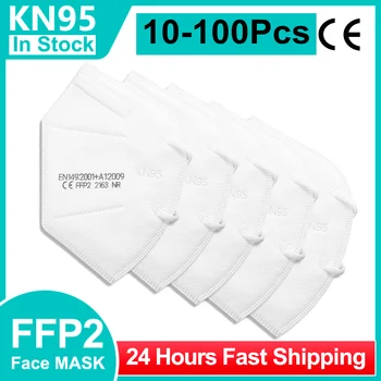 

10-100 FFP2 Facial Masks KN95 Face Masks 5-Layer Dust Respirator Filter Mask Breathable Protective Mouth Mask Reusable ffp2 mask