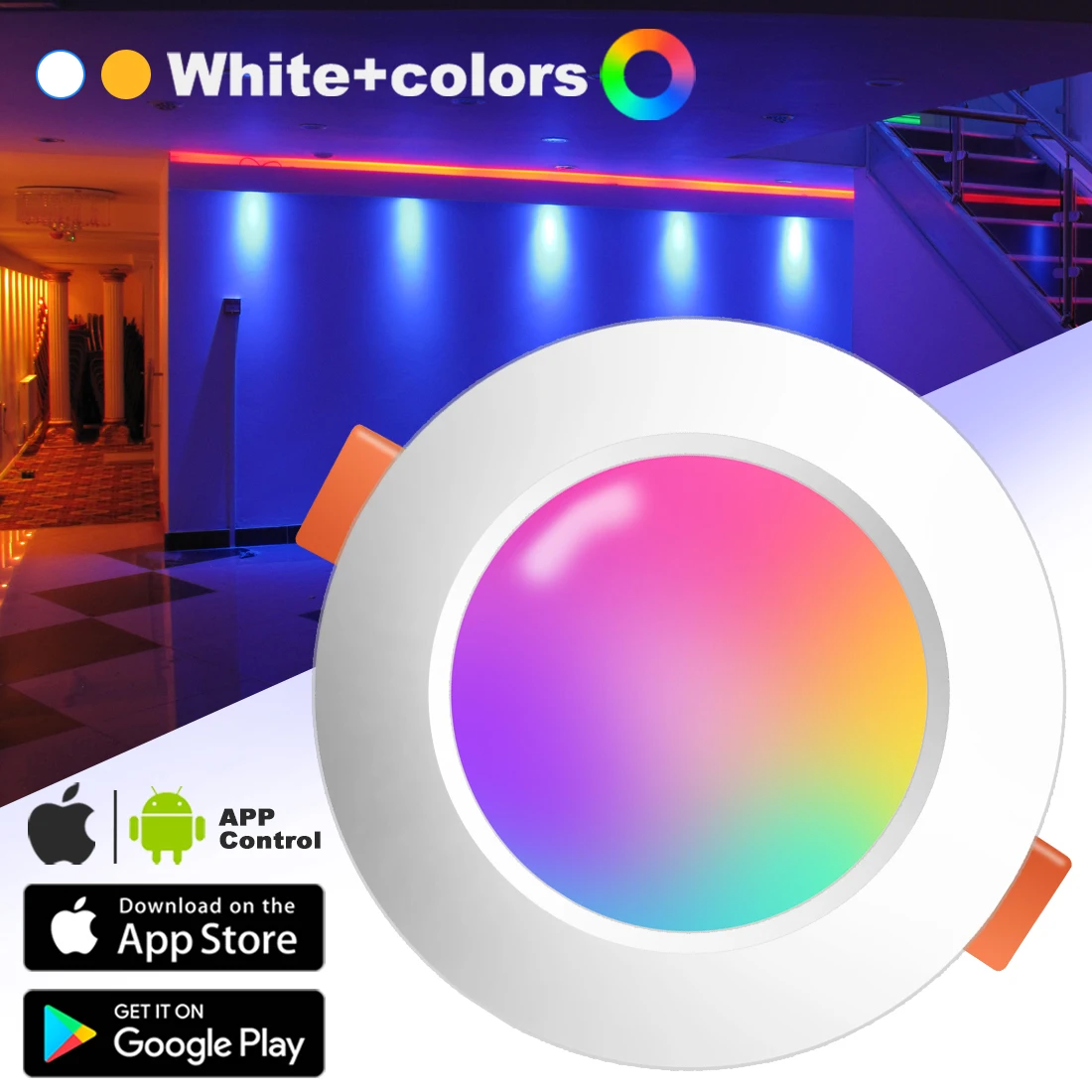 Умный Светодиодный точечный светильник 7 Вт RGB Bluetooth 220 В | Лампы и освещение