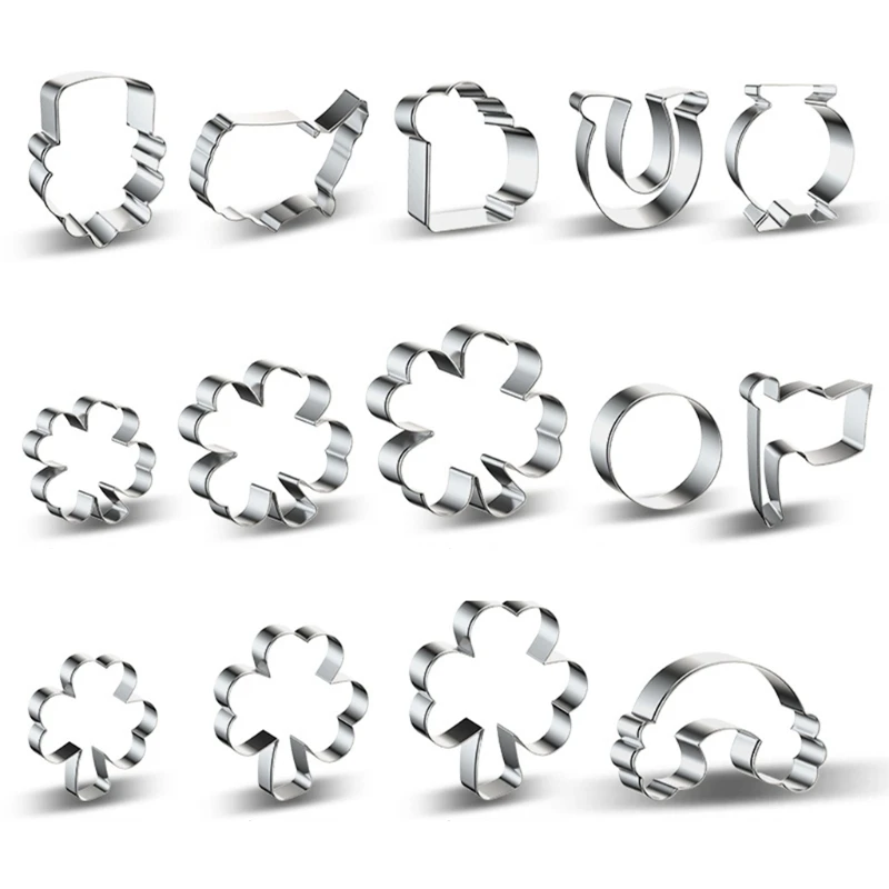 14pcs/set Clover Stainless Steel Cookie Biscuit Cutters Molds DIY Fondant Cake Pastry Decorating Tool | Дом и сад