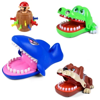 

Funny Bulldog Shark Crocodile Mouth Dentist Bite Finger Game Pirate Bucket Tricky Fingers Game Novelty Toy Lucky Stab Pop Up toy