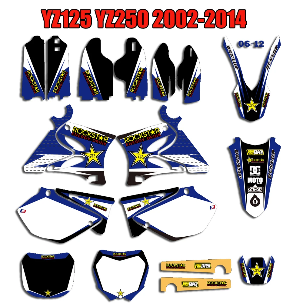 0128 Команда Графика Фоны наклейки комплект для Yamaha YZ125 YZ250 YZ 125 250 1996- 1997 1998 1999 2010 2011 2012 2013 - Цвет: 0128