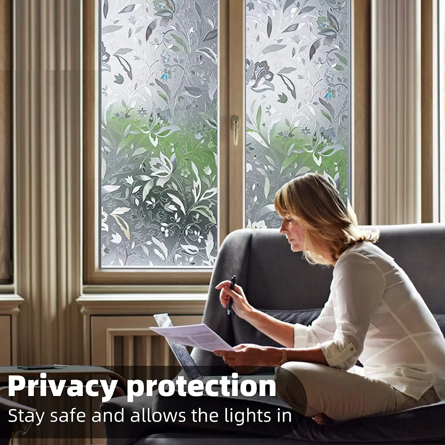 YaJing Window Film Privacy, Sun Blocking Removable Window Sticker, Decorative Glass Film, Stained Glass Decals for Home