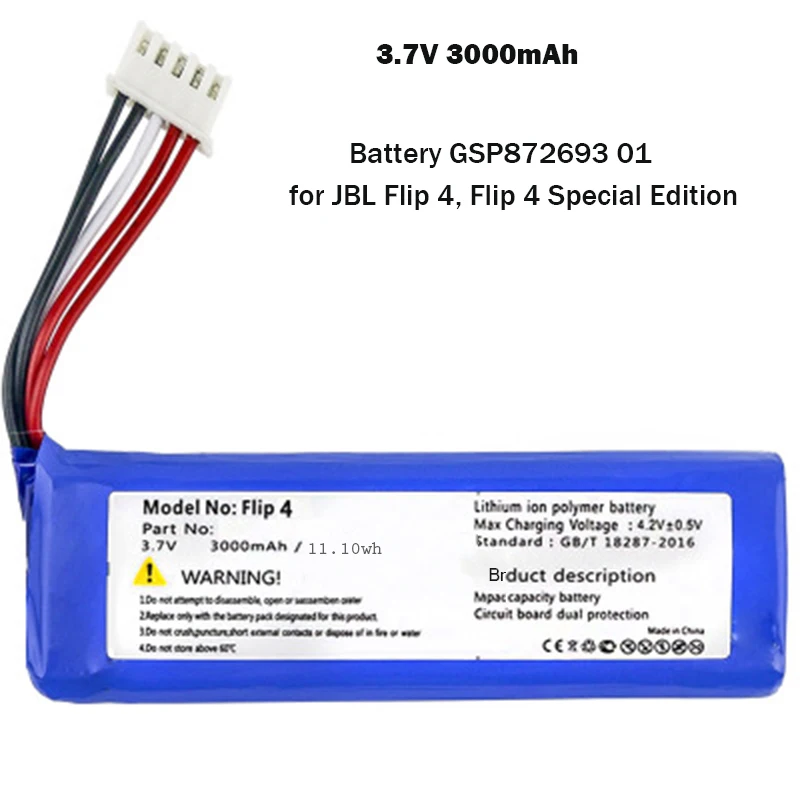 3 7 V 3000mAh аккумулятор для JBL Flip 4 5000mAh Xtreme серый литий полимерный перезаряжаемый