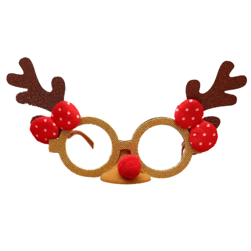 Novelty Cartoon Christmas Eyeglasses Frame For Children And Adults Santa Claus Reindeer Christmas Costume Decorations Gifts - Цвет: E Antlers